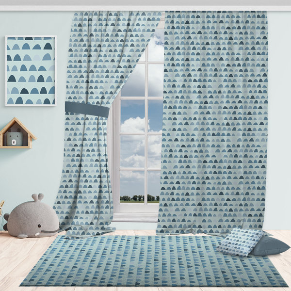 Lilijan Home & Curtain Soft Patterned Blue Curtain Kids Room Curtain